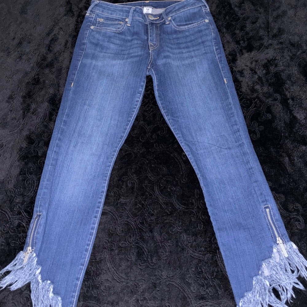 True Religion Dark Wash Mid Rise Skinny Jeans